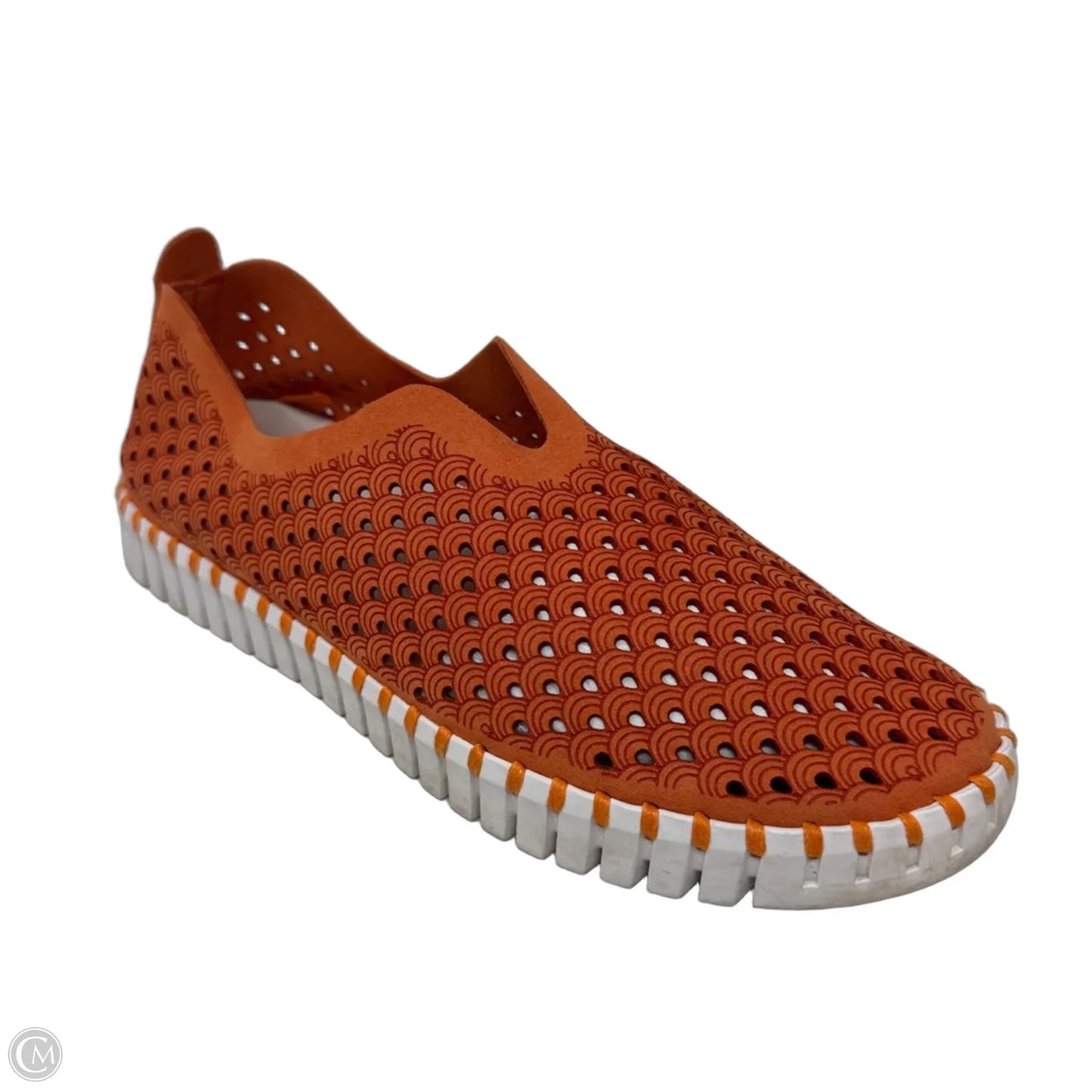 Tulip Laser Cut Slip On Shoes By Ilse Jacobsen In Orange, Size: 7.5 (38)