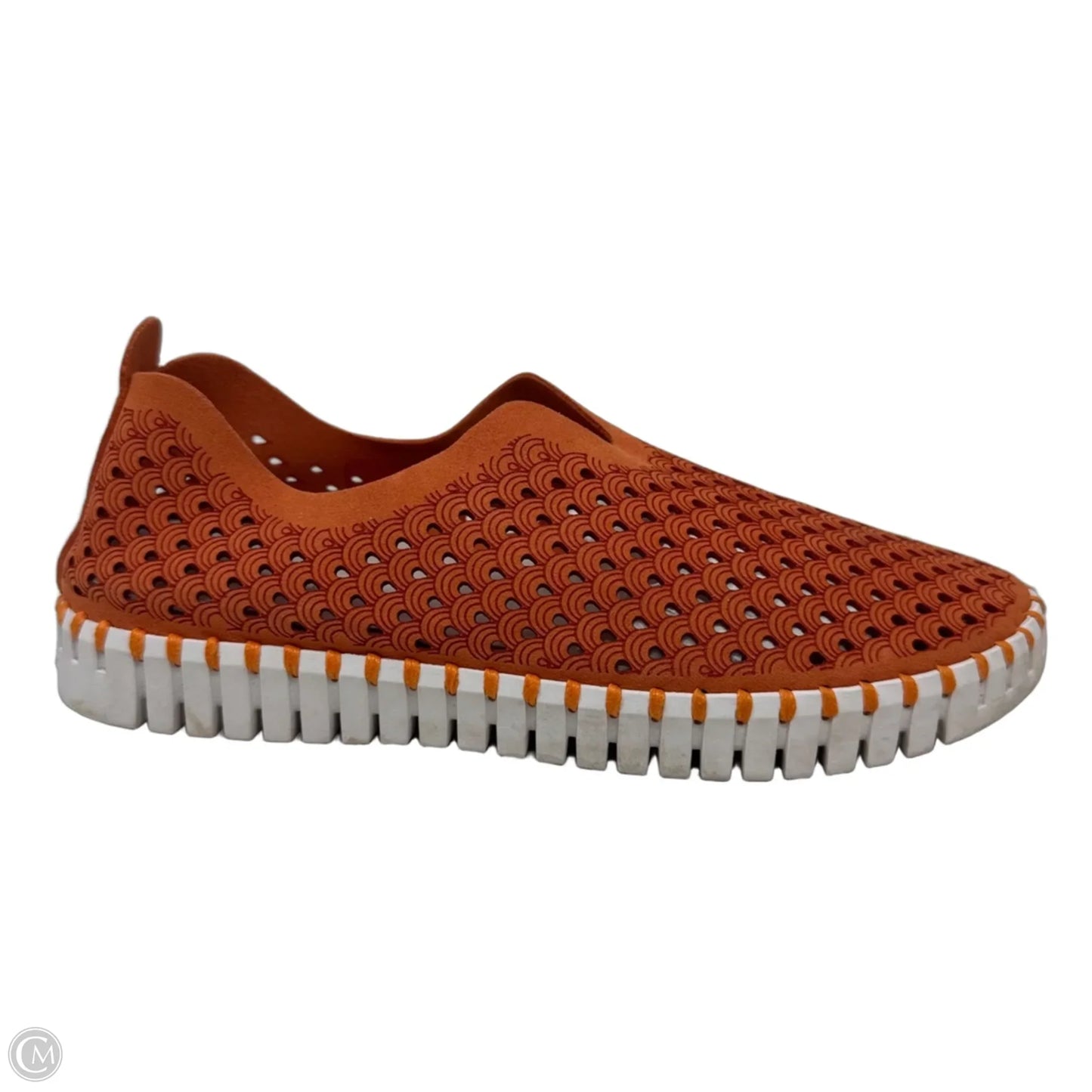 Tulip Laser Cut Slip On Shoes By Ilse Jacobsen In Orange, Size: 7.5 (38)