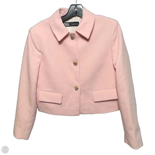 Cropped Blazer With Embossed Buttons By Zara In Pink, Size: S