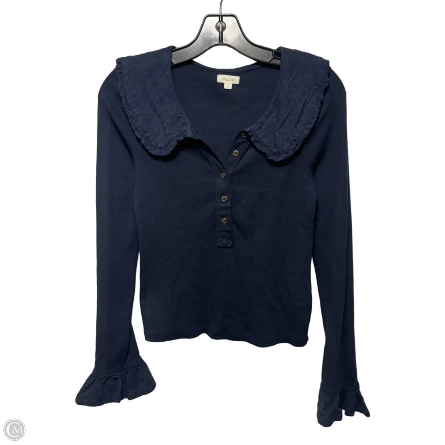 Collared Top Long Sleeve By Pilcro In Navy, Size: XS