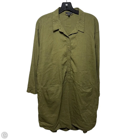 Linen Blend Dress Casual Midi By Eileen Fisher In Green, Size: L