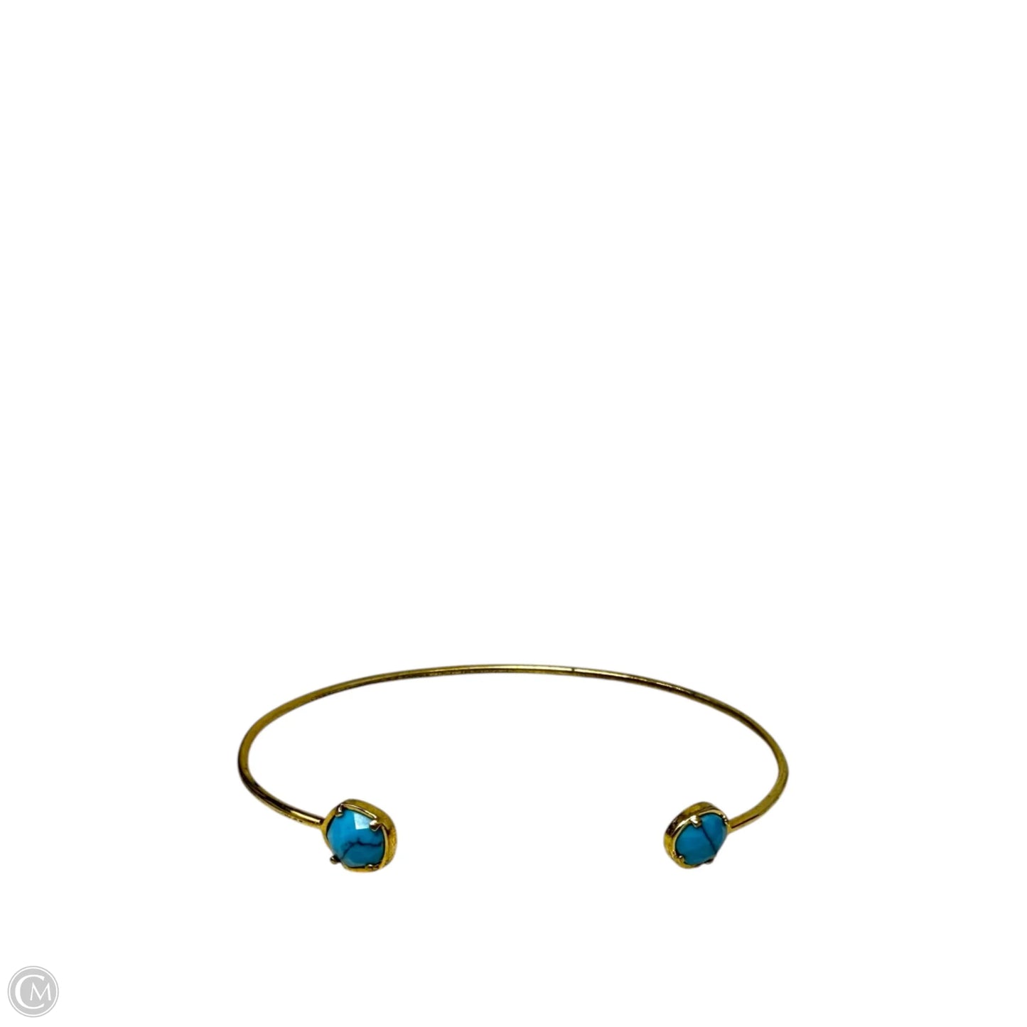 Turquoise & Gold Tone Open Cuff Bracelet