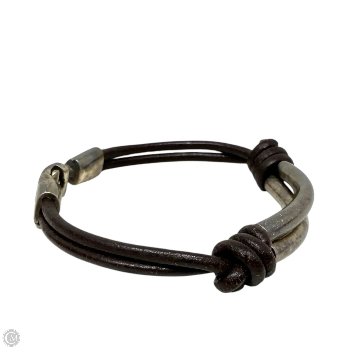 Double Strand Leather & Silver Plated Bracelet By Uno De 50