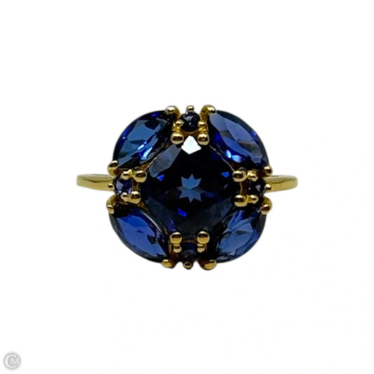 Blue Stone Gold Over Sterling Statement Ring,  Size: 7.5
