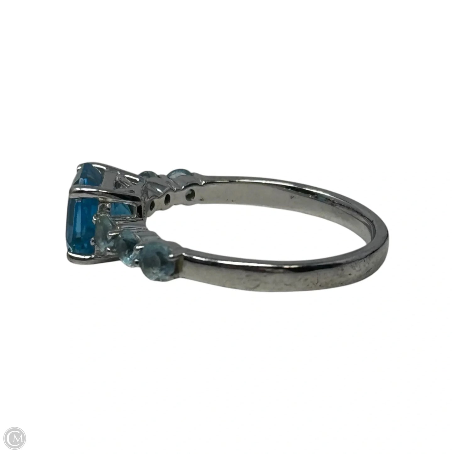 Blue Gem Ring Sterling Silver, Size: 8