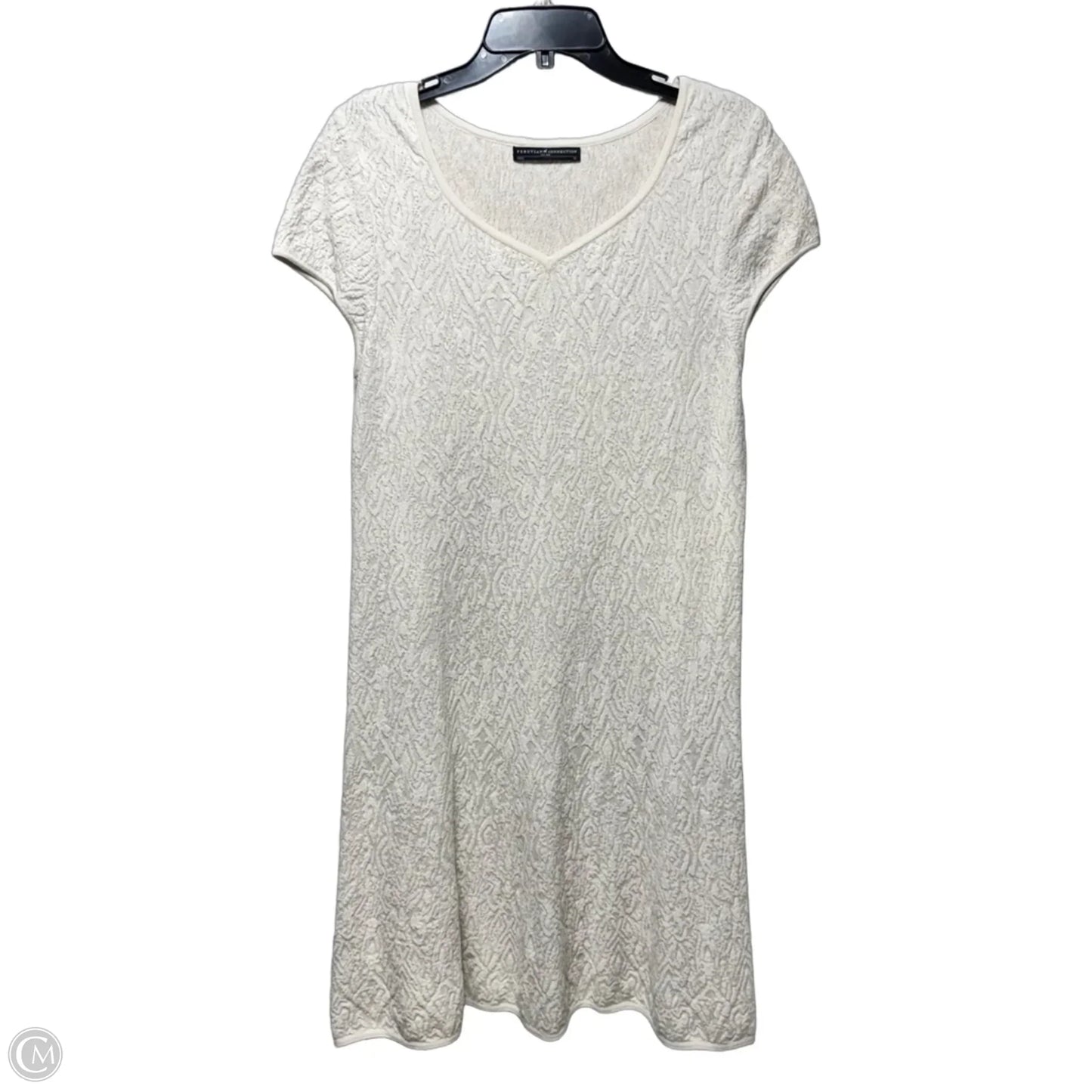 Textured Knit Dress Casual Midi By Peruvian Connection In Cream, Size: Xl