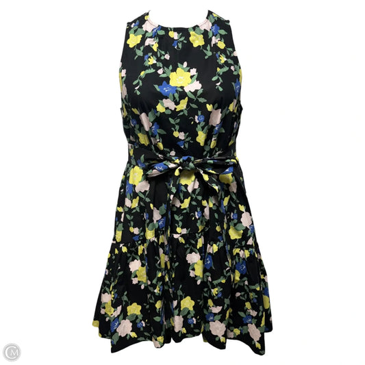 Floral Poplin Belted Flounce Hem Dress By Pearl by Lela Rose In Floral Print, Size: L
