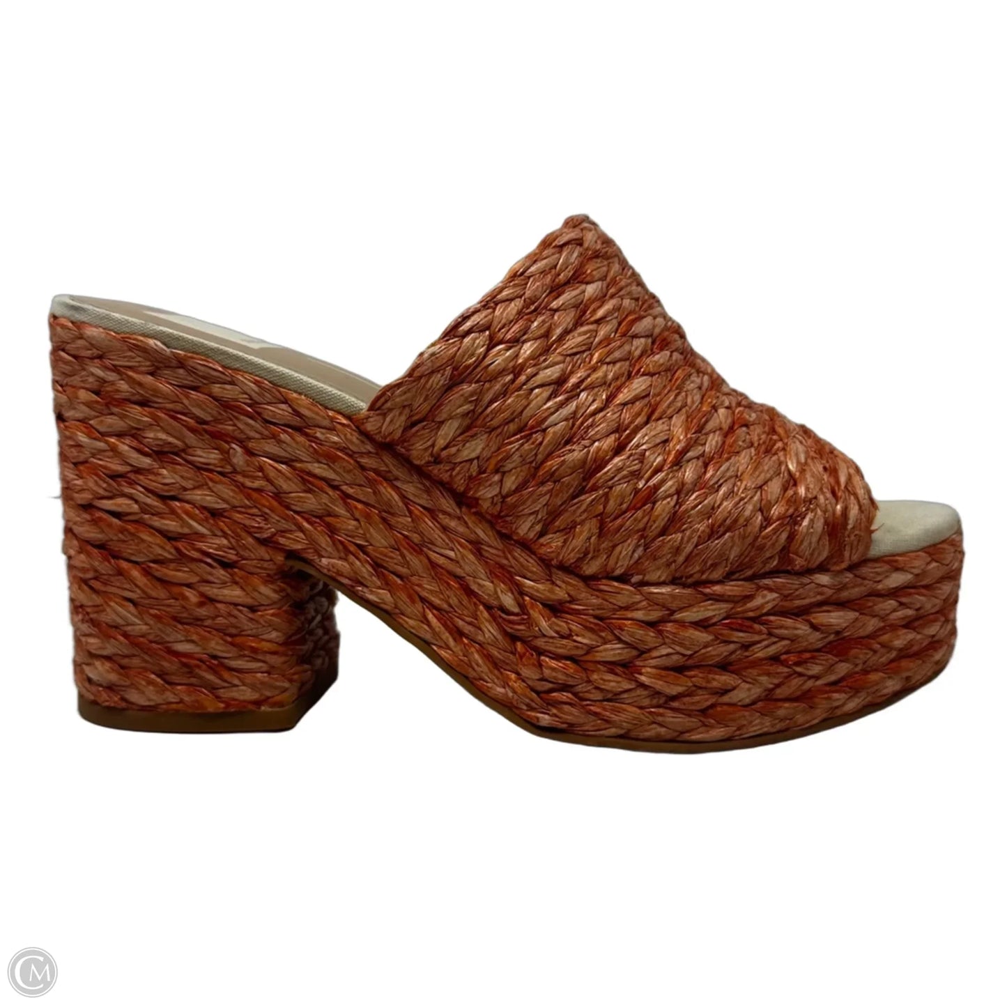 Elora Raffia Platform Slide Sandals By Dolce Vita In Orange, Size: 8