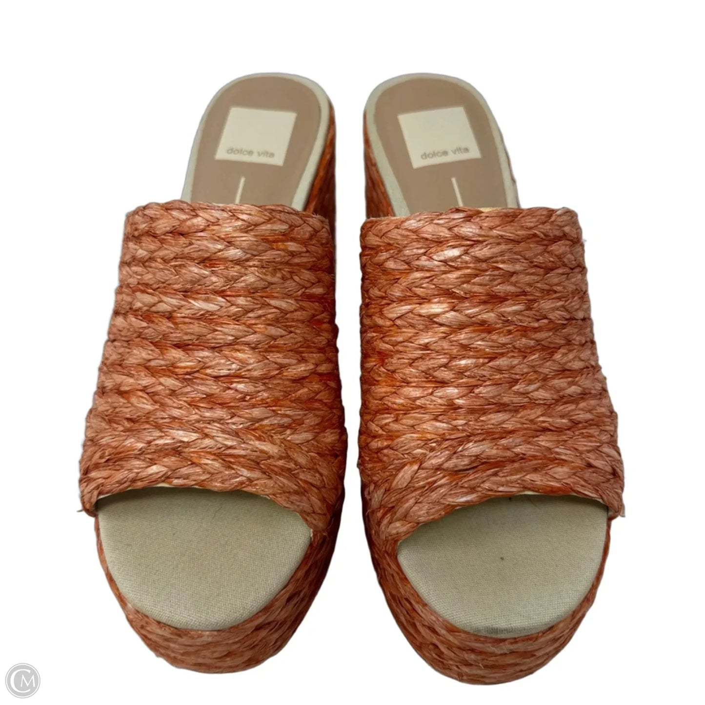 Elora Raffia Platform Slide Sandals By Dolce Vita In Orange, Size: 8