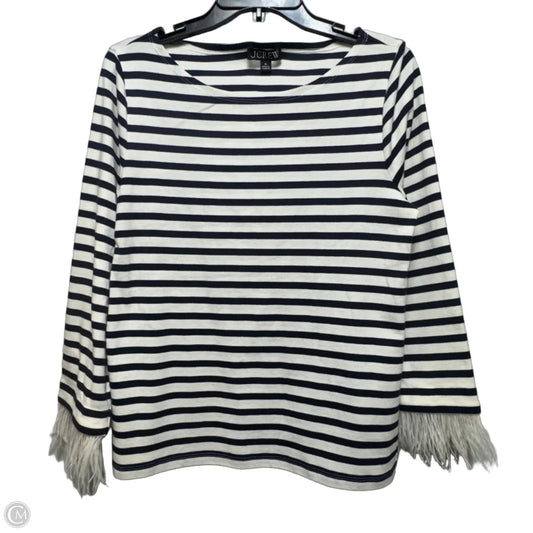 Feather Cuff Top Long Sleeve By J. Crew In Striped Pattern, Size: M