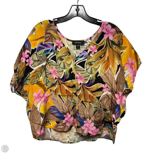 Top Short Sleeve By Karen Kane In Tropical Print, Size: L