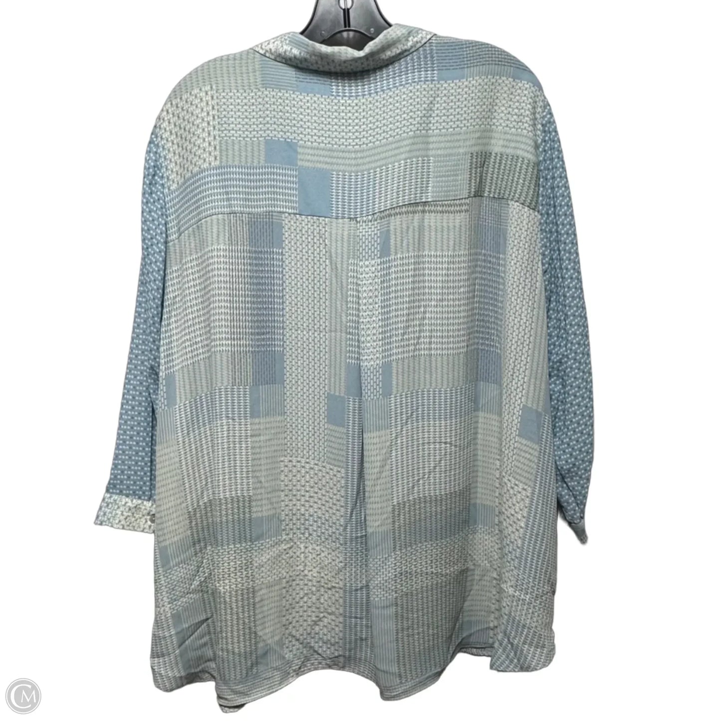 Top 3/4 Sleeve By Rose And Olive In Blue & Cream, Size: 3x