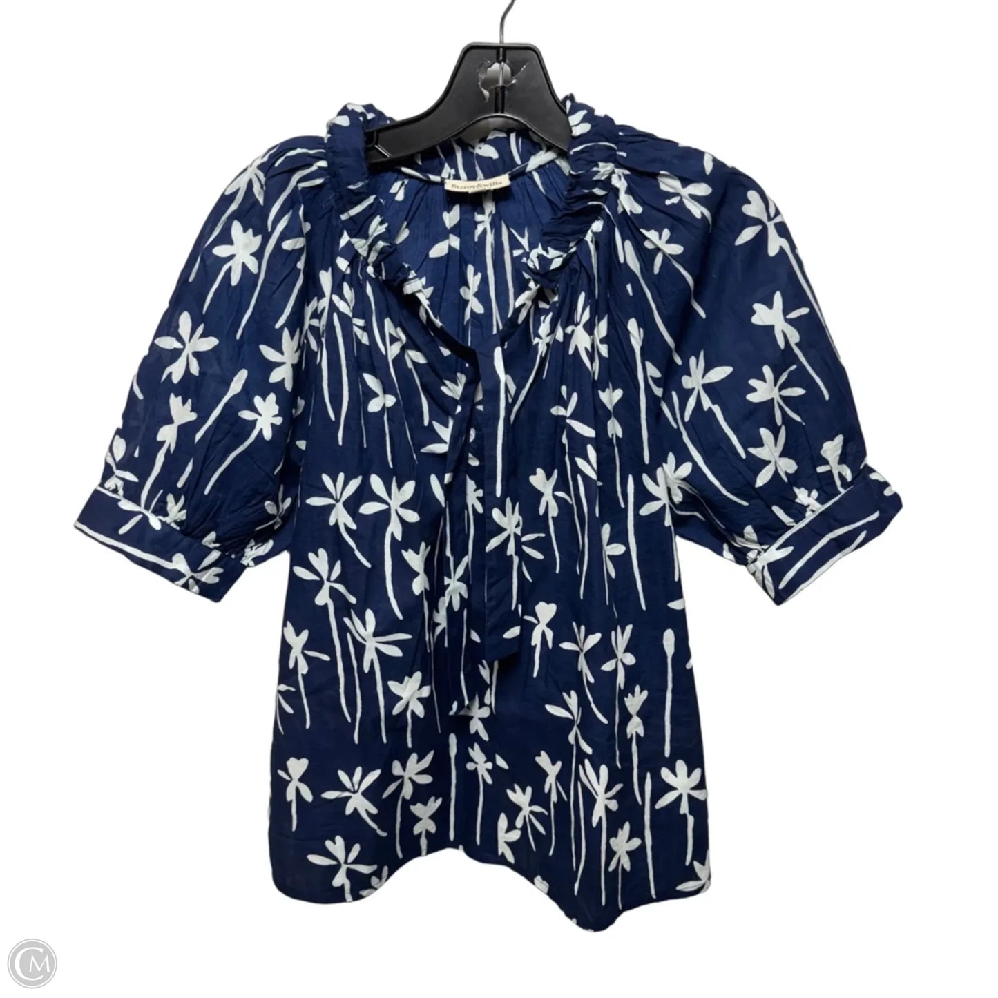 Pam Short Sleeve Top By Fitzroy & Willa In Blue & White, Size: XS