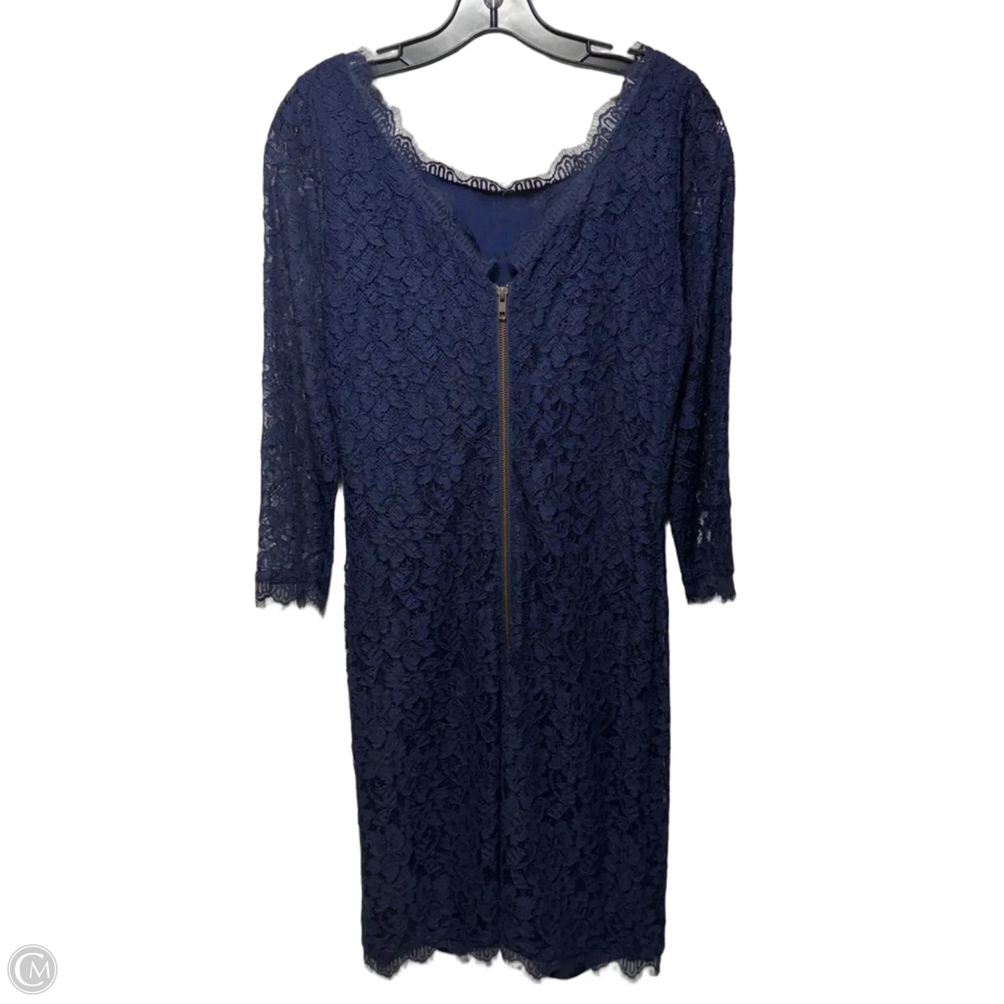 Lace Midi Dress Designer By Diane Von Furstenberg In Navy, Size: 12