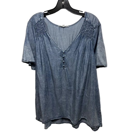 Top Short Sleeve By Jane And Delancey In Blue Denim, Size: 2x