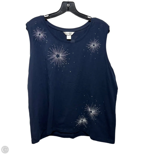 Stars Top Sleeveless By Cj Banks In Navy, Size: 2x