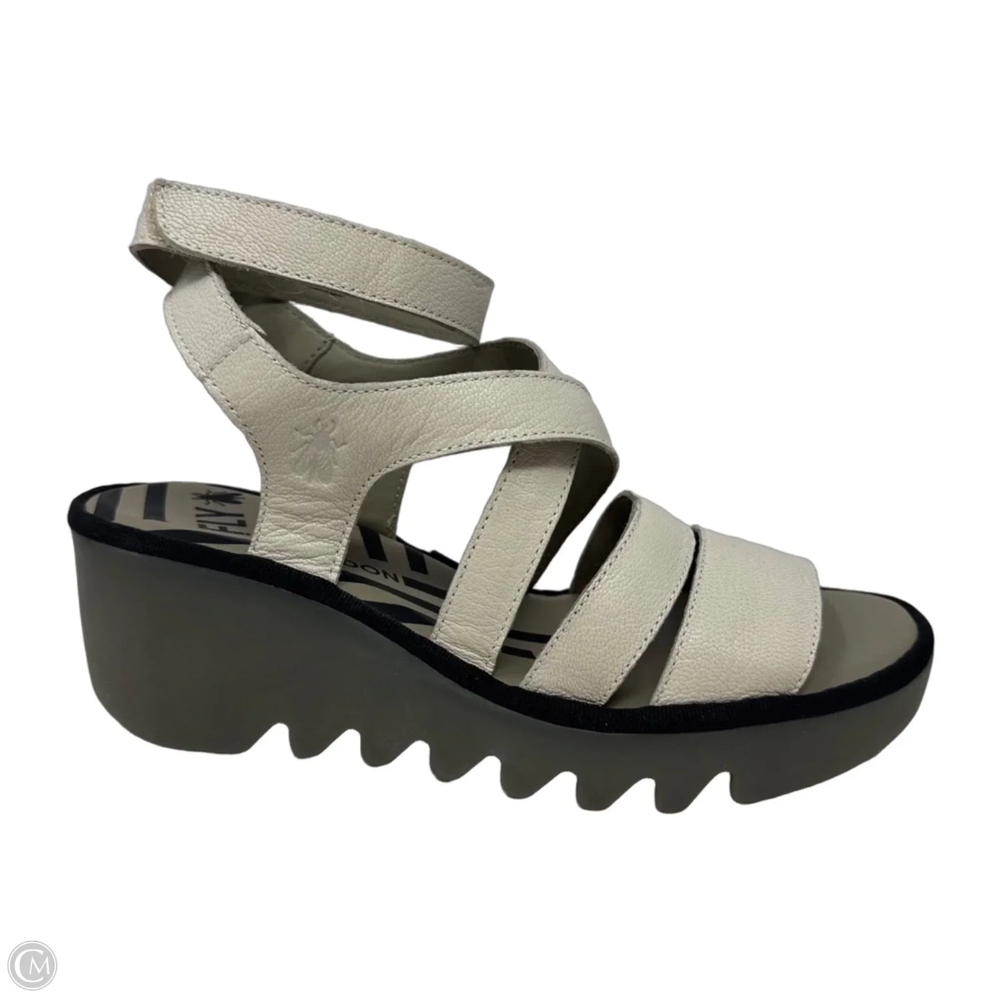 Bafy Ankle Strap Platform Wedge Sandals By Fly London In White, Size: 8 (38)