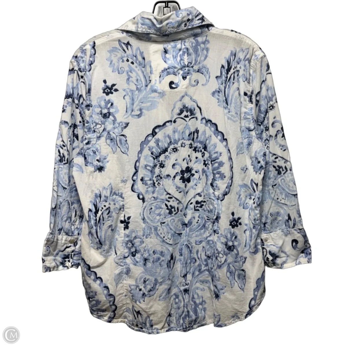 Top Long Sleeve By Cuno In Blue & White, Size: Xl