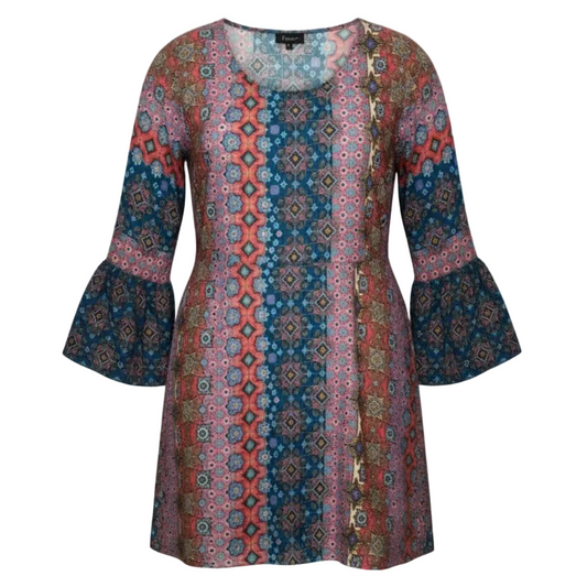 Belle Silk Bell Sleeve Mini Dress By Tolani In Multi-colored, Size: S