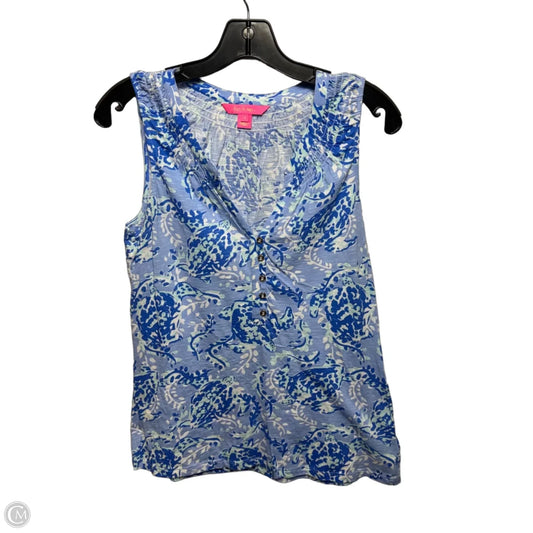 Top Sleeveless Designer By Lilly Pulitzer In Blue & White, Size: S