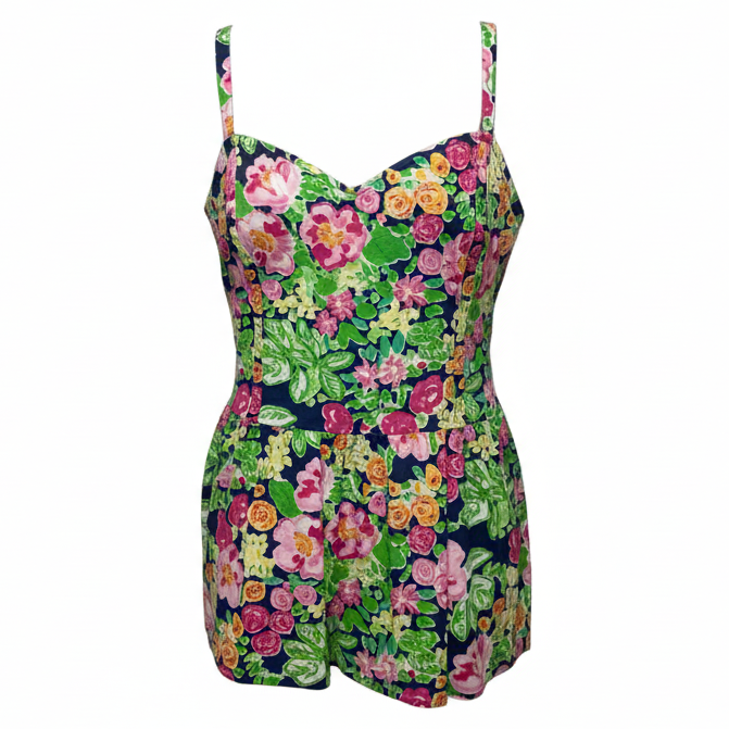 Gardenia Peplum Top Designer By Lilly Pulitzer In Floral Print, Size: 6