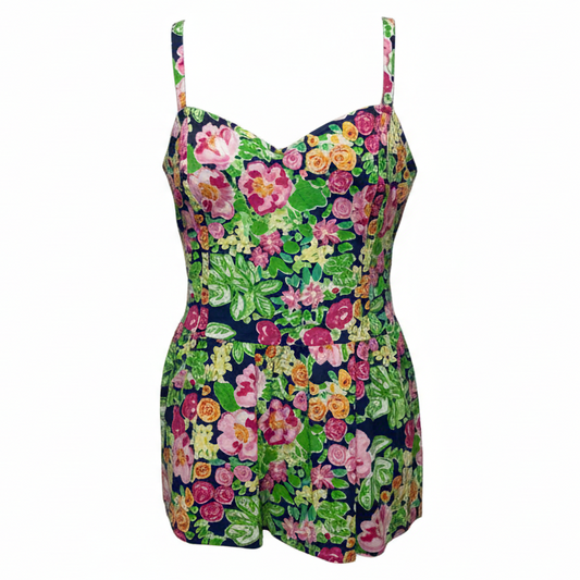 Gardenia Peplum Top Designer By Lilly Pulitzer In Floral Print, Size: 6