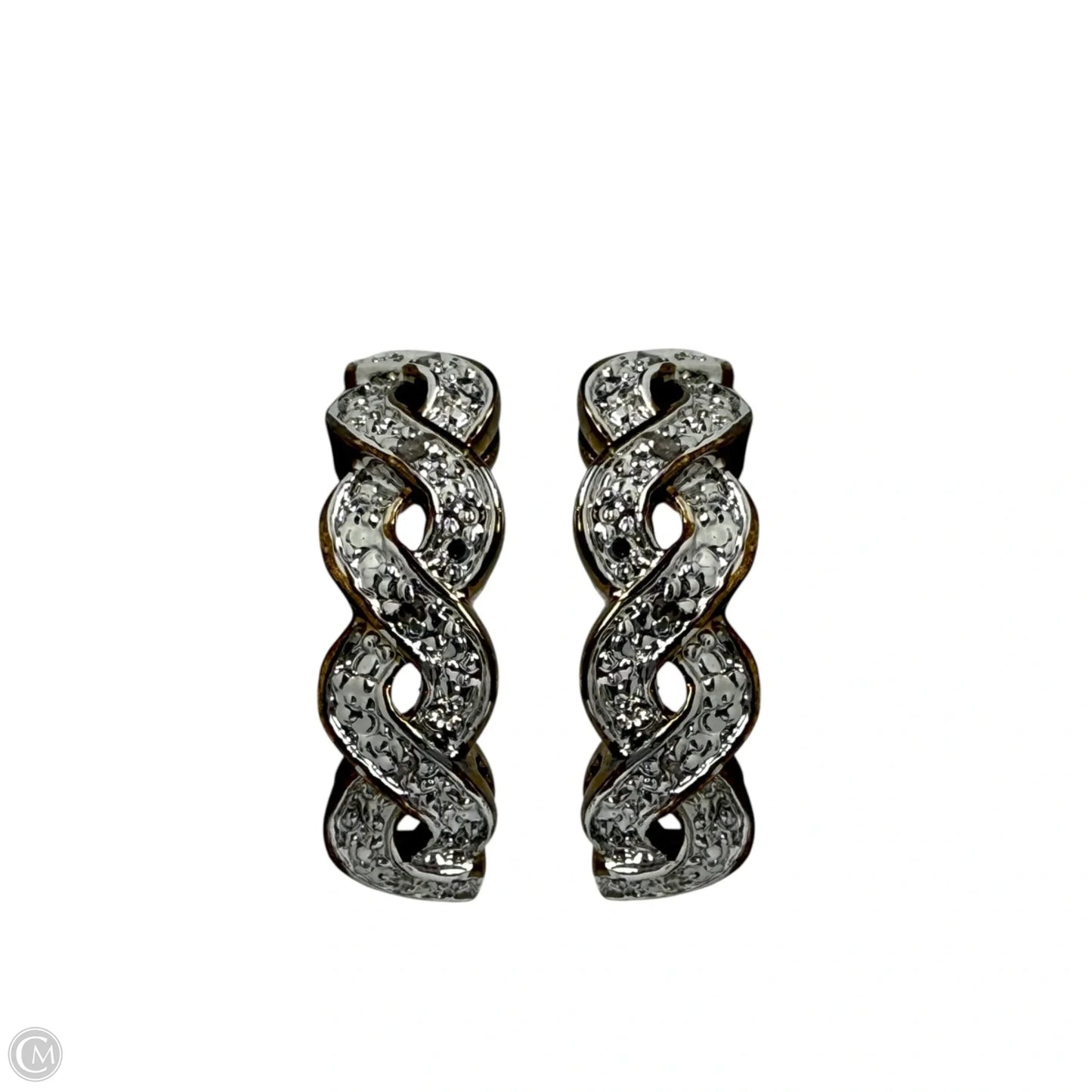 Diamond Chip Braided Half Hoop Earrings