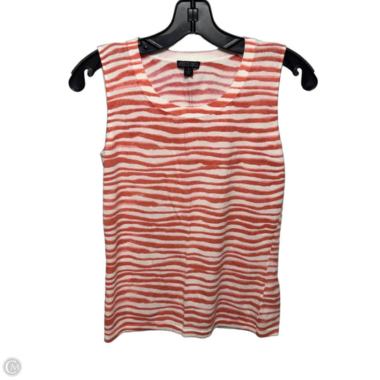 Top Sleeveless Designer By Lafayette 148 In Orange & White, Size: S