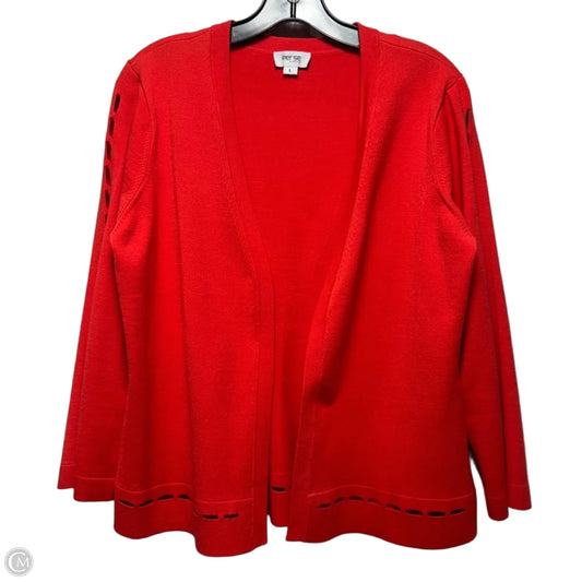 Sweater Cardigan By Per Se In Red, Size: L