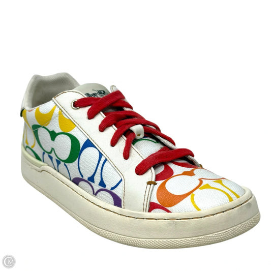Pride Clip Low Top Sneakers Designer By Coach In Rainbow Signature Canvas, Size: 7