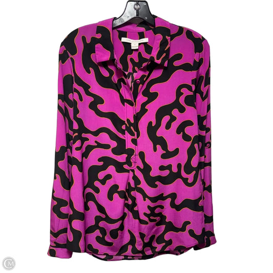 Silk Blouse Long Sleeve Designer By Diane Von Furstenberg In Multi-colored, Size: 10