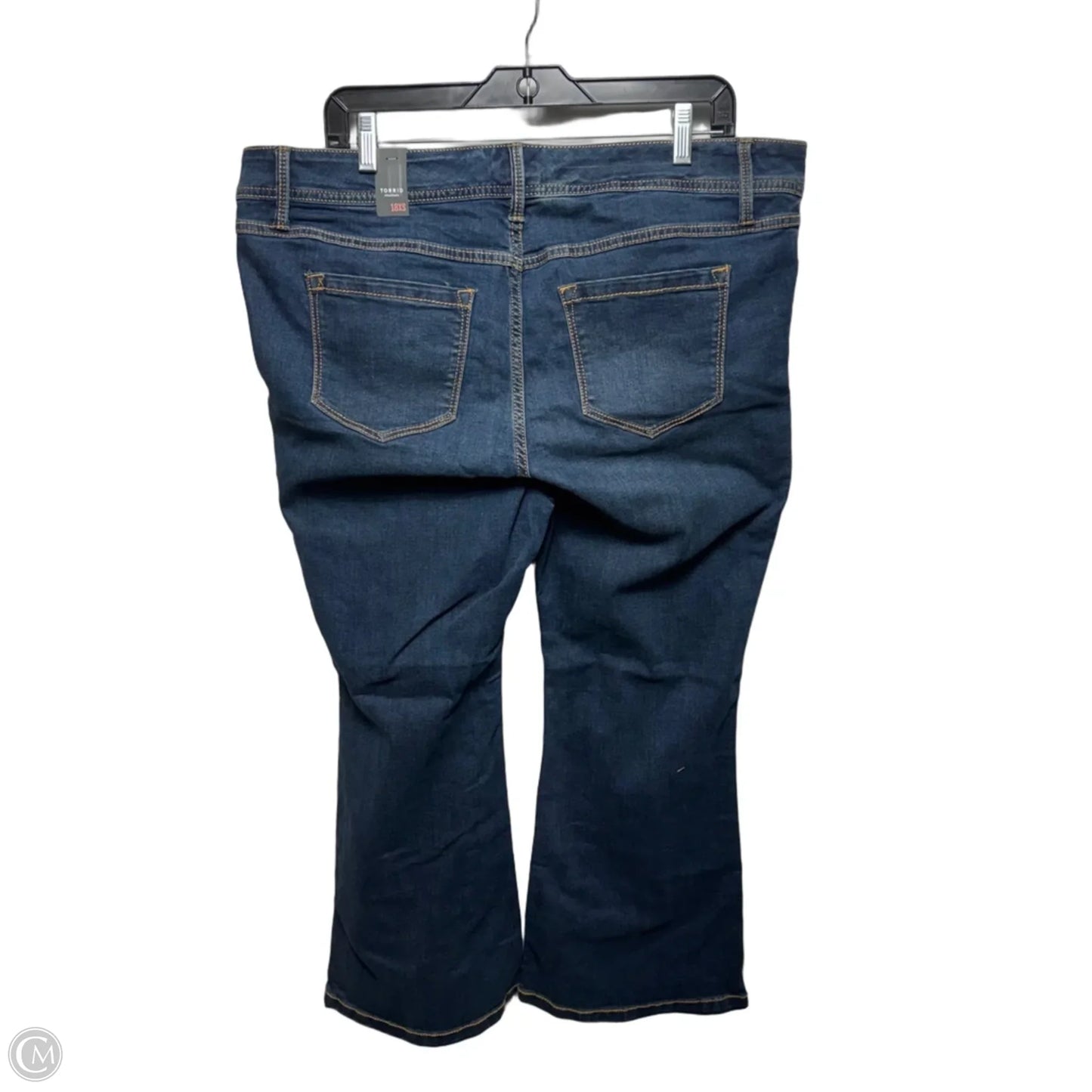 Super Stretch Jeans Luxe Slim Boot Cut By Torrid In Blue Denim, Size: 18