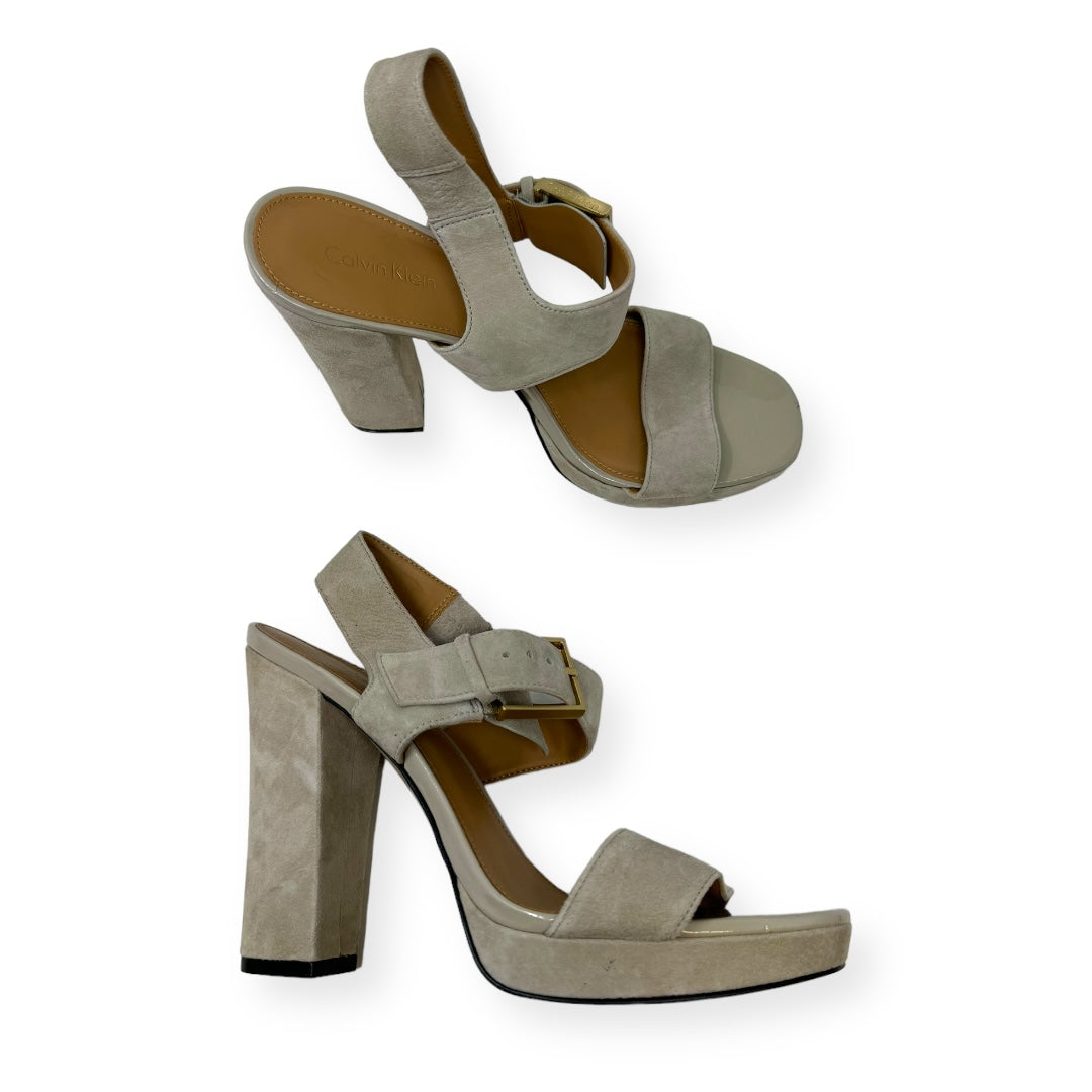 Taupe Shoes Heels Block Calvin Klein, Size 8