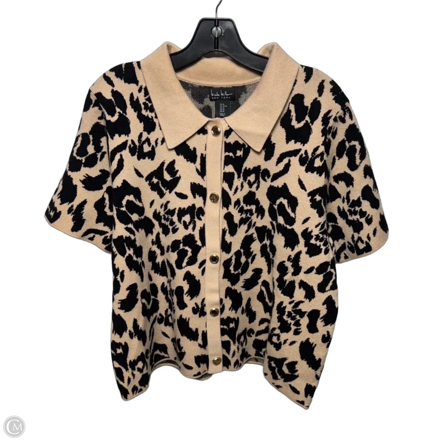 Sweater Short Sleeve By Nicole Miller In Animal Print, Size: Xl
