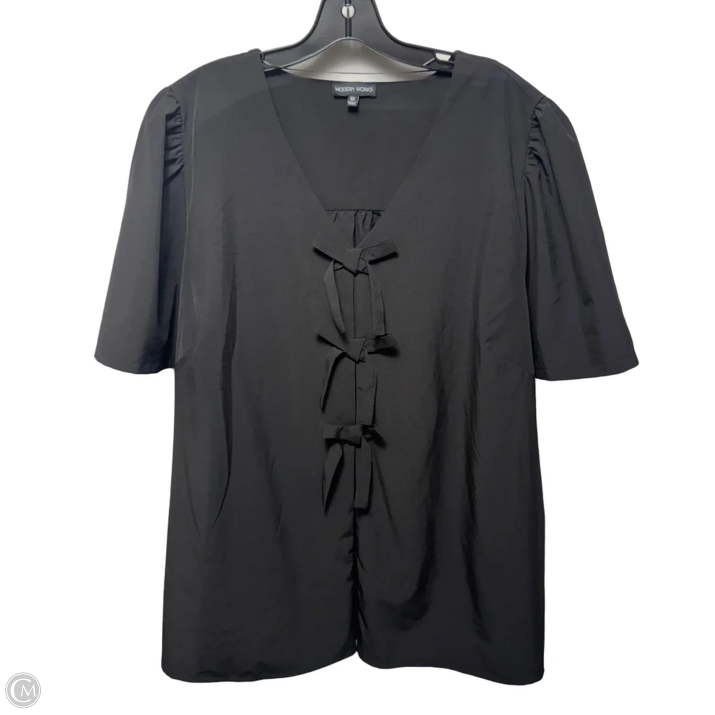 Bow Top Short Sleeve By Modern Works In Black, Size: 3x