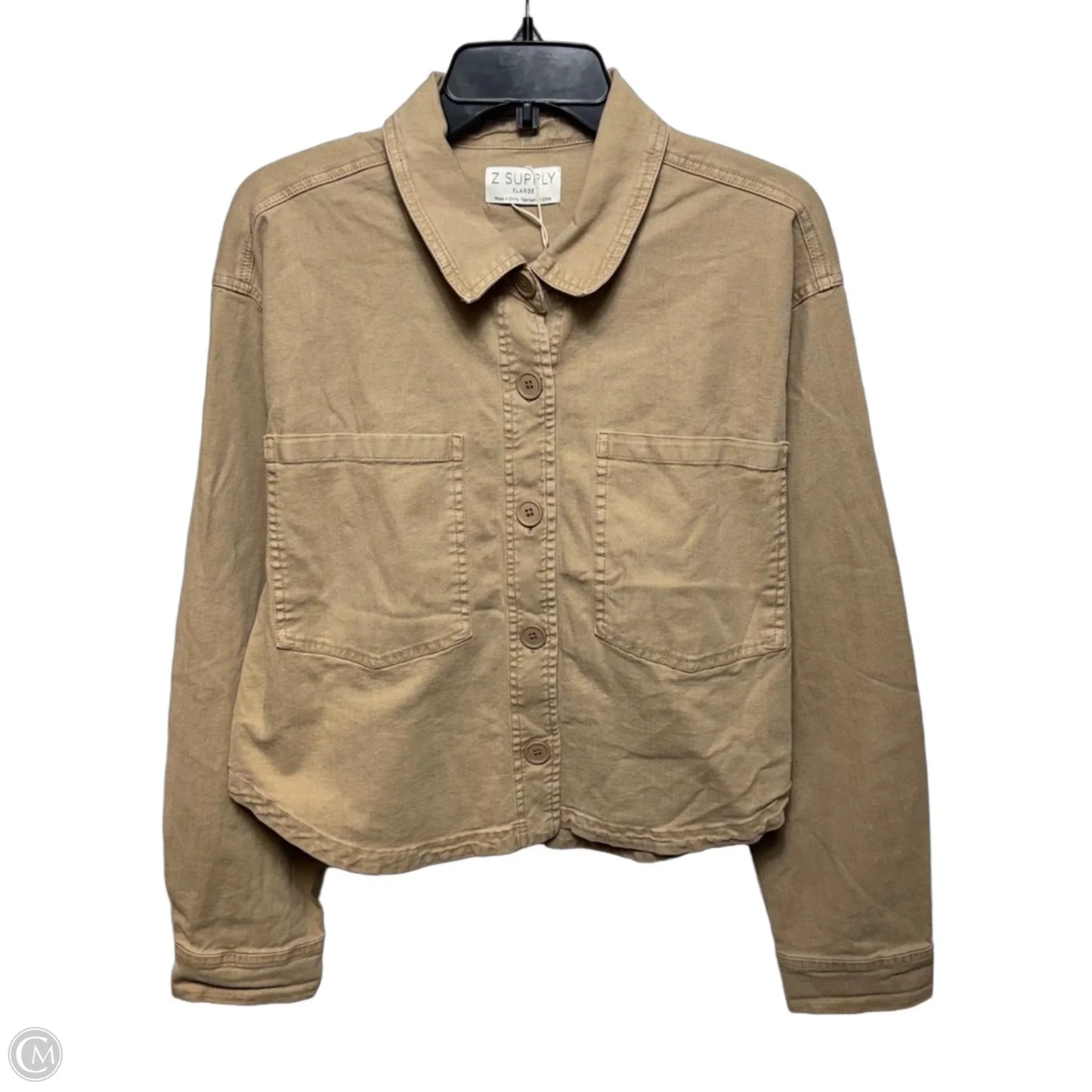 All Day Cropped Washed Jacket By Z Supply In Tan, Size: Xl