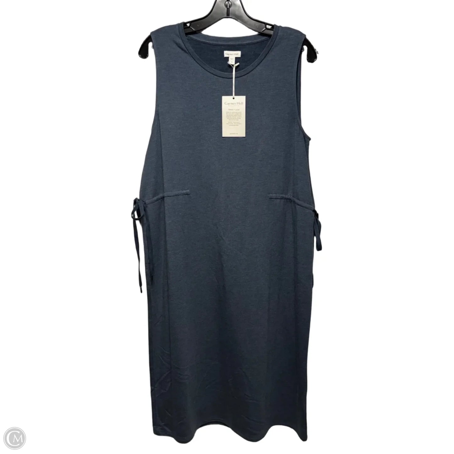 Tencel Side Tie Dress Casual Midi By Garnet Hill In Blue, Size: M