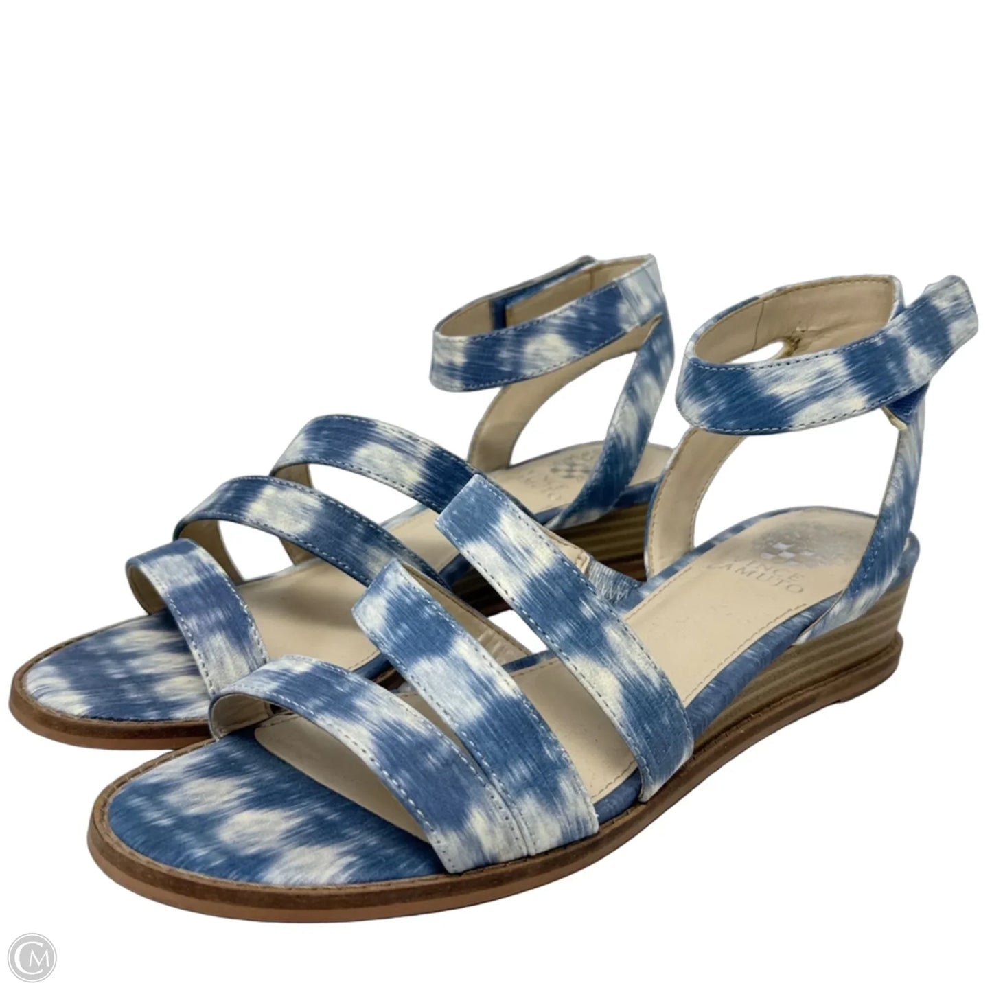 Sandals Flats By Vince Camuto In Blue & Cream, Size: 8