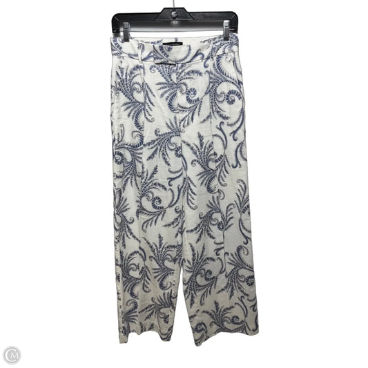 Wide Leg Pants Linen Blend By Banana Republic In Blue & White, Size: 6p