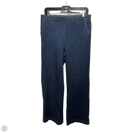 Pull-On Travel Trouser Jeans Wide Leg By Talbots In Blue Denim, Size: M