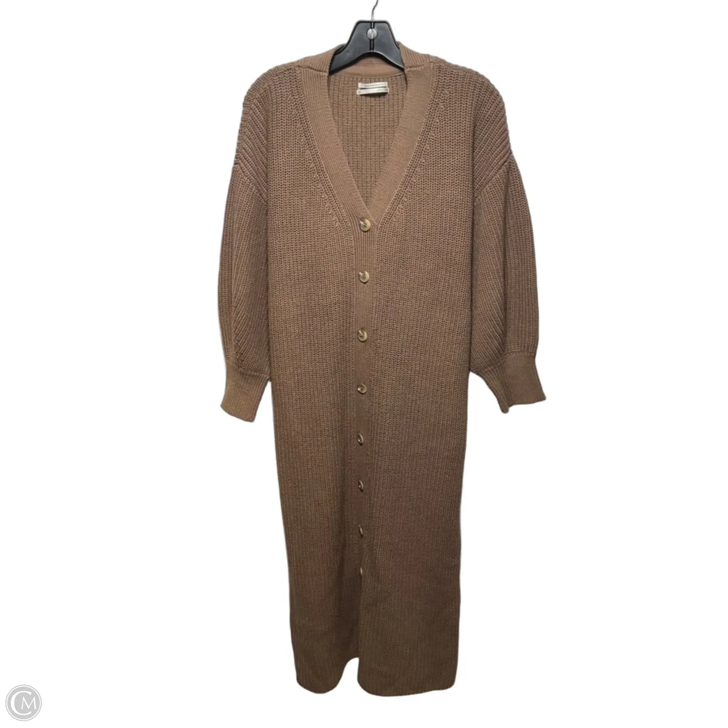 Long-Sleeve Belted Cardigan Sweater Midi Dress By Anthropologie In Brown, Size: S