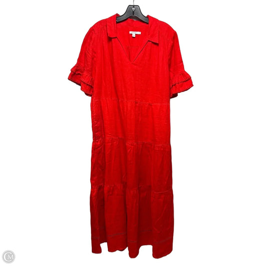 Linen Dress Casual Maxi By Chicos In Red, Size: 12