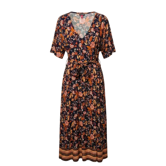 Tie Front Midi Dress By Vince Camuto In Multi-colored, Size: 2X