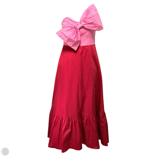 Colorblocked Bow Tie Maxi Dress By Hutch In Pink & Red, Size: 0