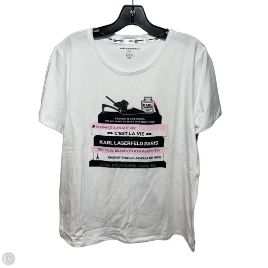Top Short Sleeve Designer By Karl Lagerfeld In White, Size: L