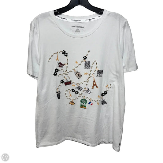 Top Short Sleeve Designer By Karl Lagerfeld In White, Size: L