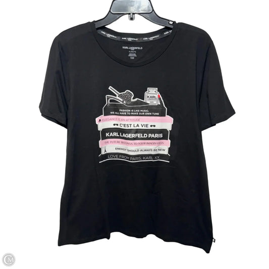 Top Short Sleeve Designer By Karl Lagerfeld In Black, Size: Xl
