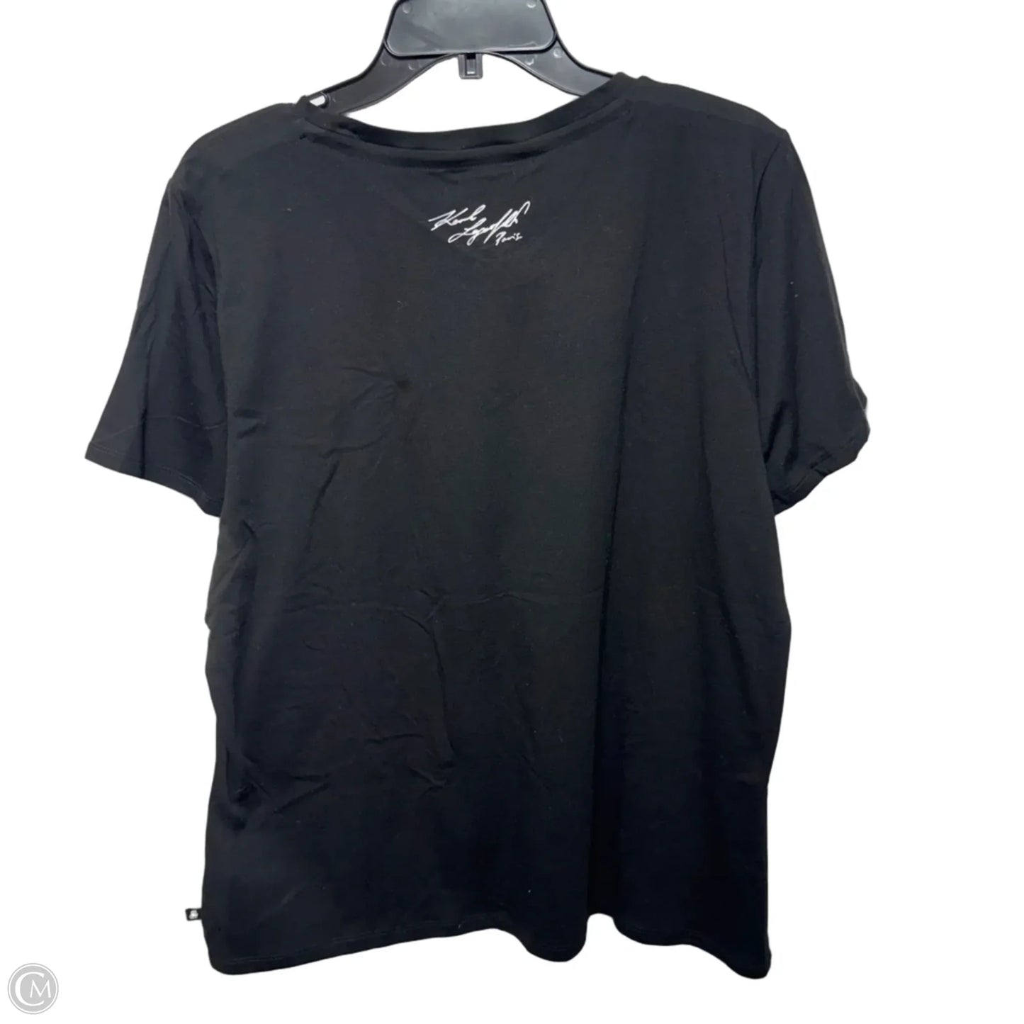Top Short Sleeve Designer By Karl Lagerfeld In Black, Size: Xl