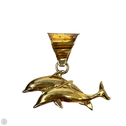 Gold Over Sterling Silver Swimming Dolphins Pendant