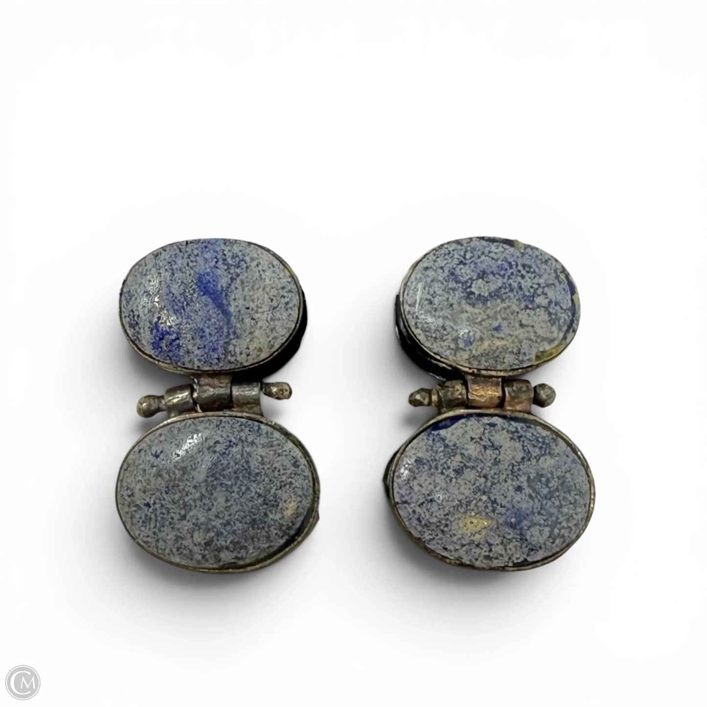Thailand Sterling Silver & Lazurite Hinged Drop Earrings